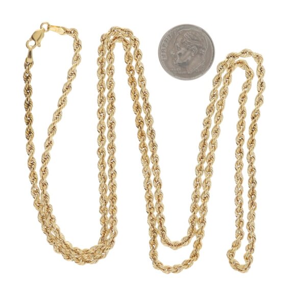 Yellow Gold Diamond Rope Chain Necklace 30" - 18k Round Brilliant .10ctw - Picture 5 of 6